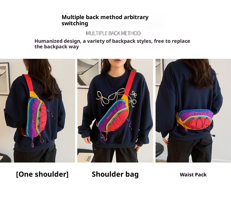 001 Foreign Trade Patchwork Color-Block Women's Chest Lightweight Outdoor Sports Cycling Phone Waist Dopamine Trendy_voghion.com