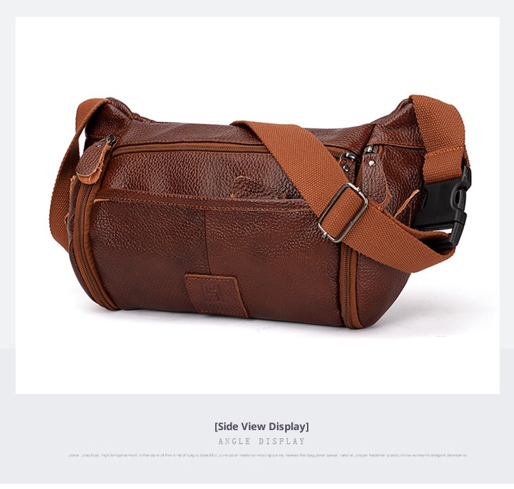 001 HANHOO Fashion Genuine Leather Waist Outdoor Casual Multi-Functional Crossbody Chest Large Capacity Top Layer Cowhide_voghion.com