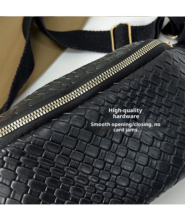 001 2024 New Retro PU Woven Waist Trendy Versatile Single Shoulder Crossbody Women's Chest Bag_voghion.com