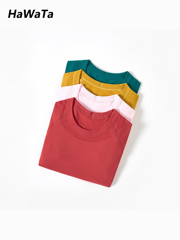 ActiveGo Havata Yoga Women's Short Sleeve Autumn Thin Breathable Fitness Wear Top Seamless Slim Fit Outdoor Sports T-Shirt_voghion.com