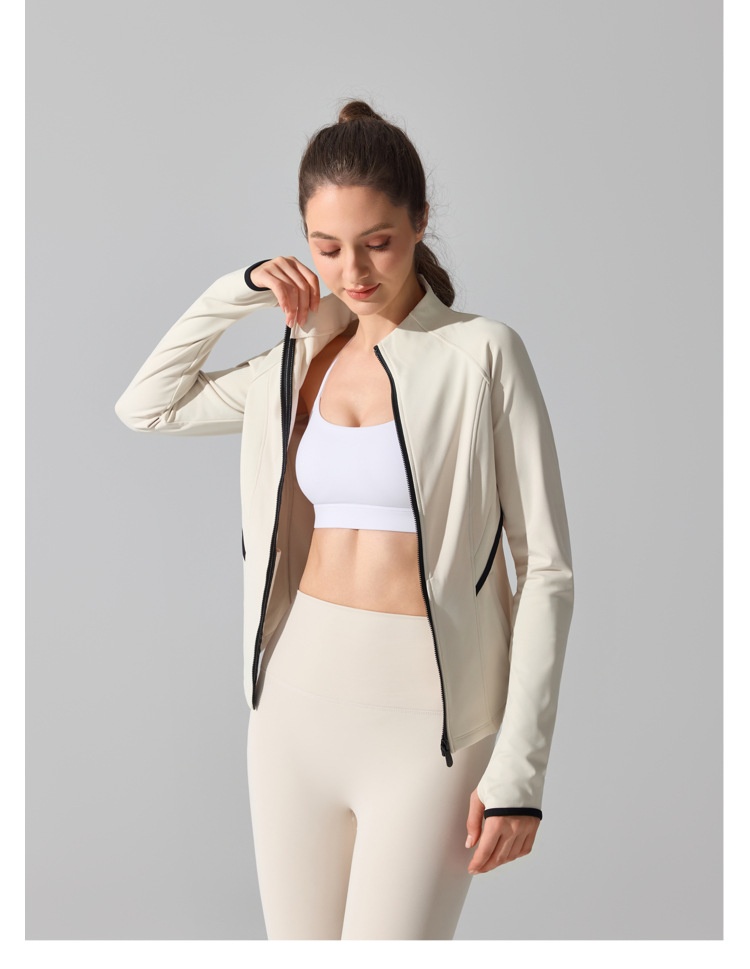 ActiveGo ActiveGo Fleece Warme Yogajacke Herbst Winter Outdoor Laufen Fitness Top Sport Cardigan Stehkragen Reißverschluss Langarm Damen_voghion.com