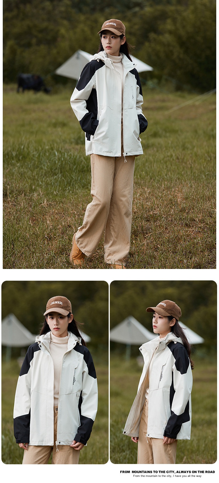 ActiveGo ActiveGo 2023 New Spring And Autumn Outdoor Color Block Women Trendy Windproof Hiking Jacket Men Mountain Style Camping_voghion.com