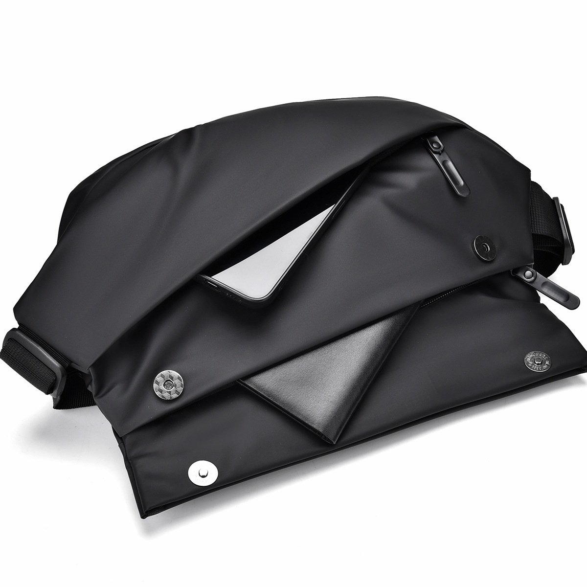 001 Waterproof Trendy Multi-layer Men's Motorcycle Crossbody Hot-selling Chest Multi-functional Magnetic Buckle_voghion.com