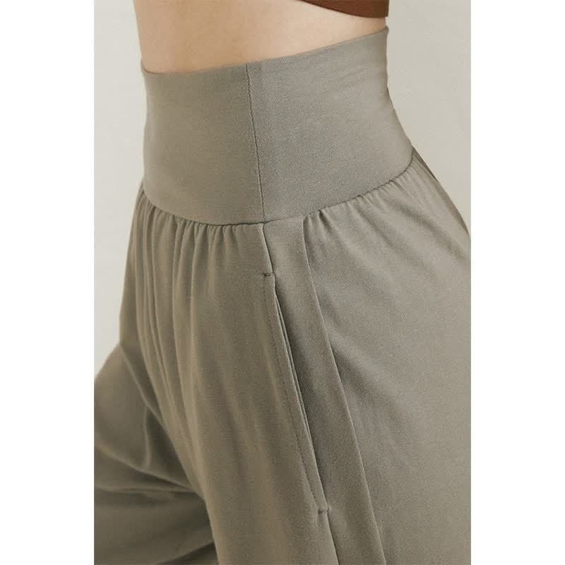 Pantaloni da jogging larghi a nove punti, comodi e semplici, da indossare all'aperto, per yoga, nuovi pantaloni da donna ActiveGo Spring a vita alta_voghion.com