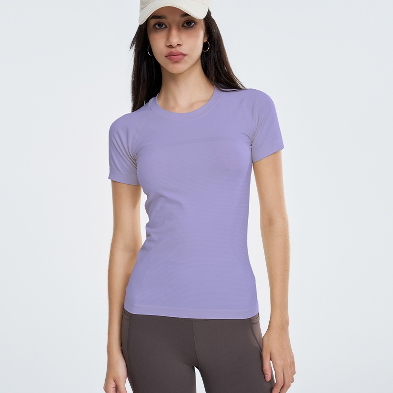 ActiveGo Seamless Bare Sensation Yoga Top Short Sleeve Sports Women T-Shirt Cover-Up Outdoor Tennis Shirt Breathable Quick-Dry_voghion.com