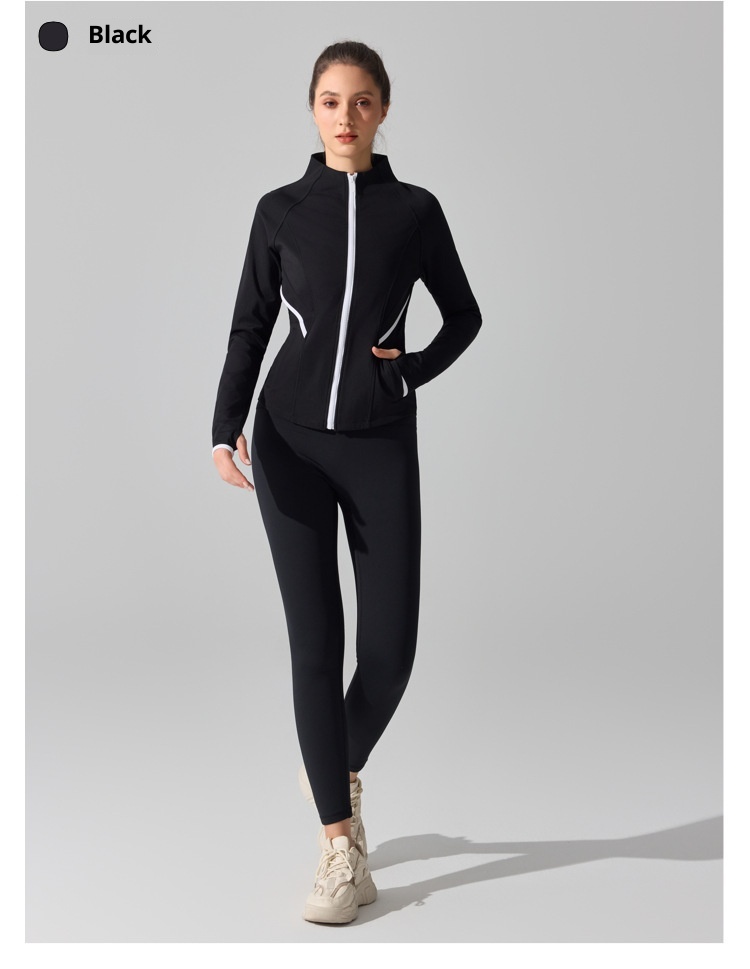 ActiveGo ActiveGo Fleece Warme Yogajacke Herbst Winter Outdoor Laufen Fitness Top Sport Cardigan Stehkragen Reißverschluss Langarm Damen_voghion.com