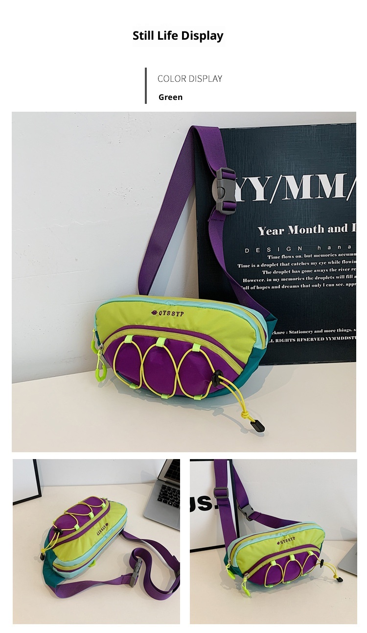 001 Foreign Trade Patchwork Color-Block Women's Chest Lightweight Outdoor Sports Cycling Phone Waist Dopamine Trendy_voghion.com