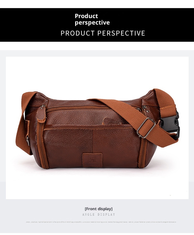 001 HANHOO Fashion Genuine Leather Waist Outdoor Casual Multi-Functional Crossbody Chest Large Capacity Top Layer Cowhide_voghion.com