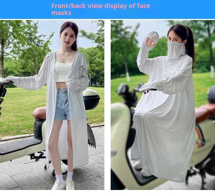 Abbigliamento protettivo per moto elettrica ActiveGo ActiveGo da donna, capospalla lungo, antivento e antisole, maglietta anti-esposizione al sole da donna_voghion.com