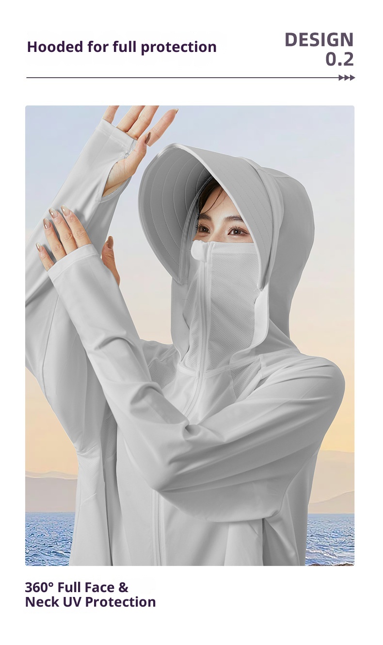 Giacca protettiva estiva a maniche lunghe in seta ghiacciata ActiveGo ActiveGo, abbigliamento protettivo dal sole per esterni da donna_voghion.com