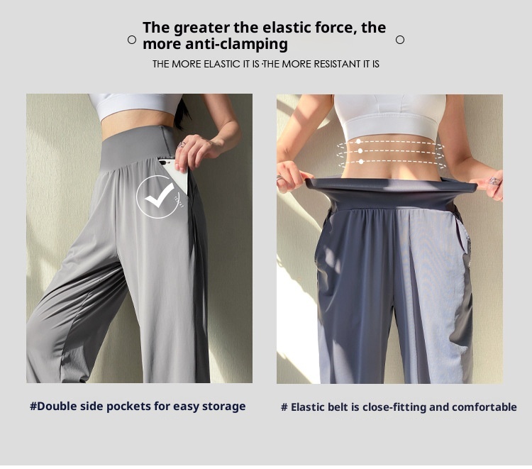 ActiveGo High Waist Tummy Control Loose Fit Sommer Dünne Schnelltrocknende Atmungsaktive Jogginghose für Outdoor, Fitness und Yoga für Damen_voghion.com