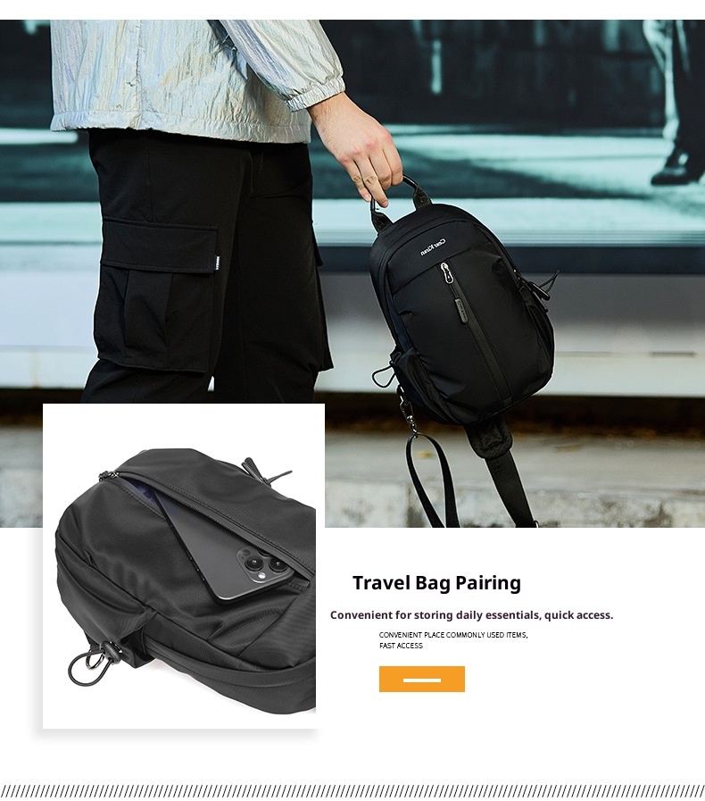 001 Korean Style Trendy Casual Men's Chest Sports Cycling Waterproof Port Shoulder Simple Fashion Crossbody Bag_voghion.com