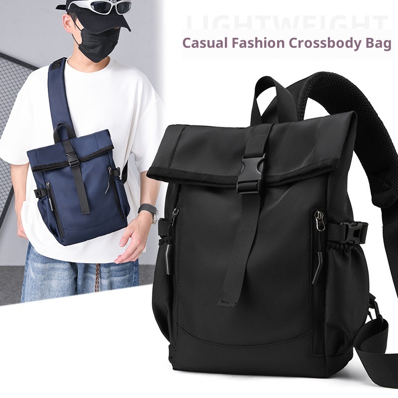 001 Cross-border New Men's Multifunctional Shoulder Commuting Simple Lightweight Chest Bag Large Capacity Outdoor_voghion.com