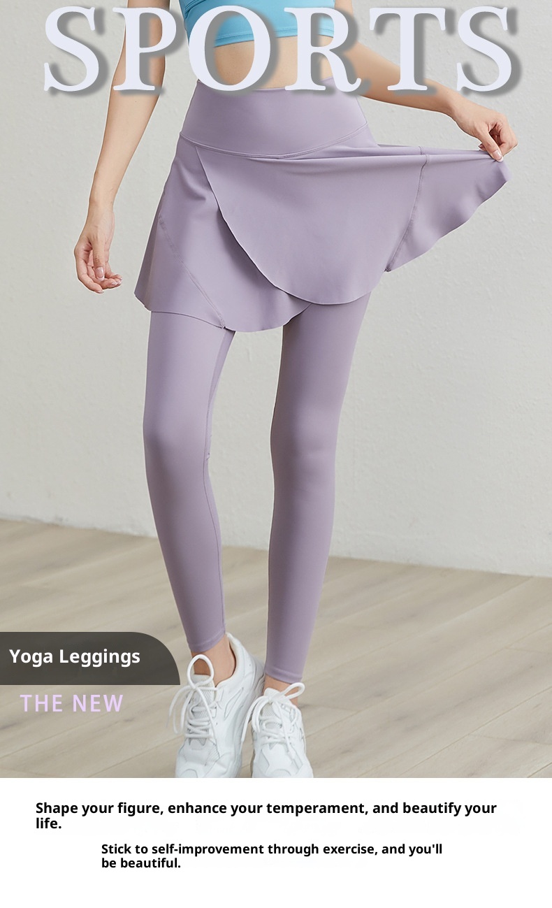 ActiveGo ActiveGo Yoga Peach Hip High Waist Elastic Tummy Control Running Fitness Covering Flaws Ruffled Outdoor Sports Dance Skirt Pants_voghion.com