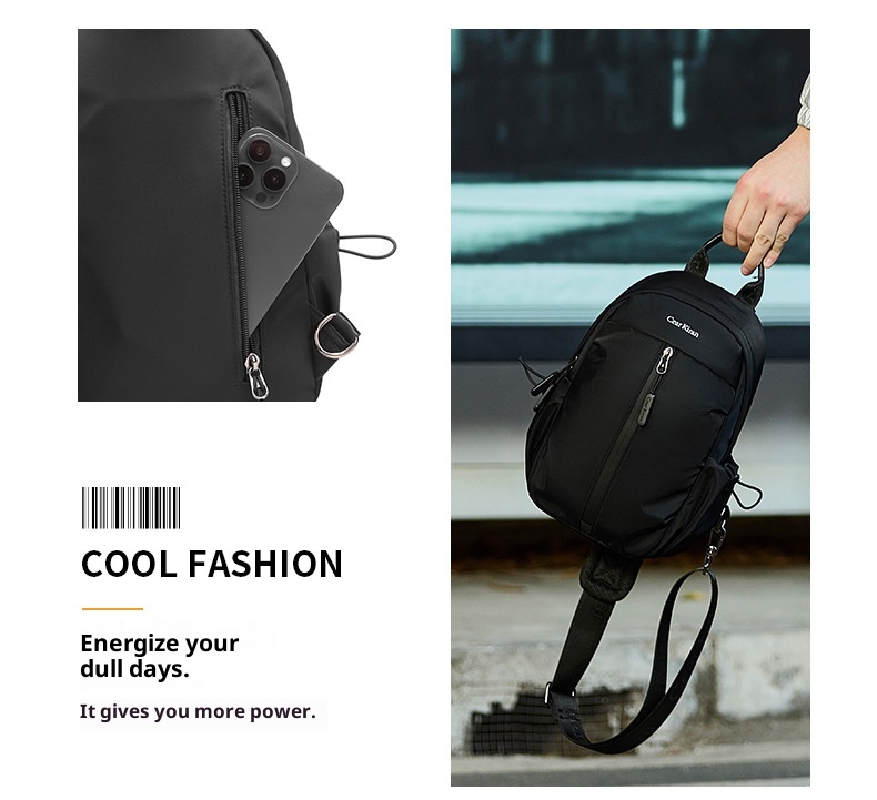 001 Korean Style Trendy Casual Men's Chest Sports Cycling Waterproof Port Shoulder Simple Fashion Crossbody Bag_voghion.com