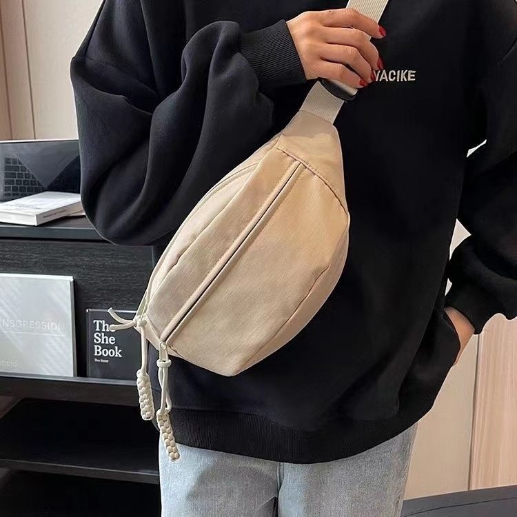 001 INS Crossbody Vintage Chest Solid Color Small Versatile Girl Student Shoulder Women Waist Bag Ladies Niche_voghion.com