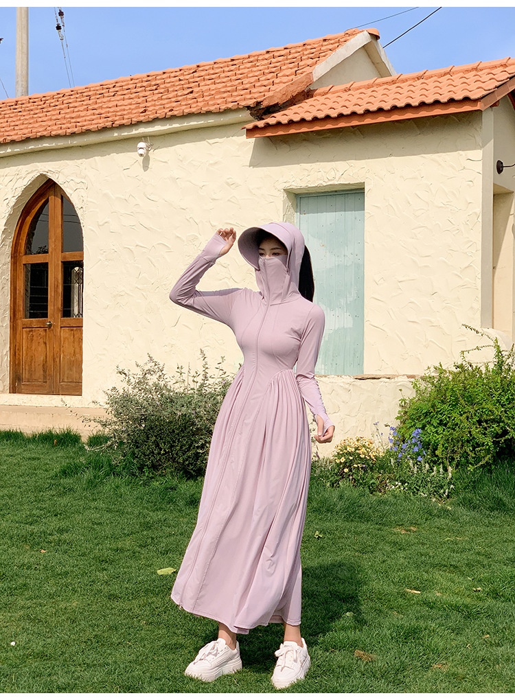 ActiveGo ActiveGo Nylon Xiangxiu stesso stile coreano corpo intero UV protezione solare lunga abbigliamento con cappuccio_voghion.com