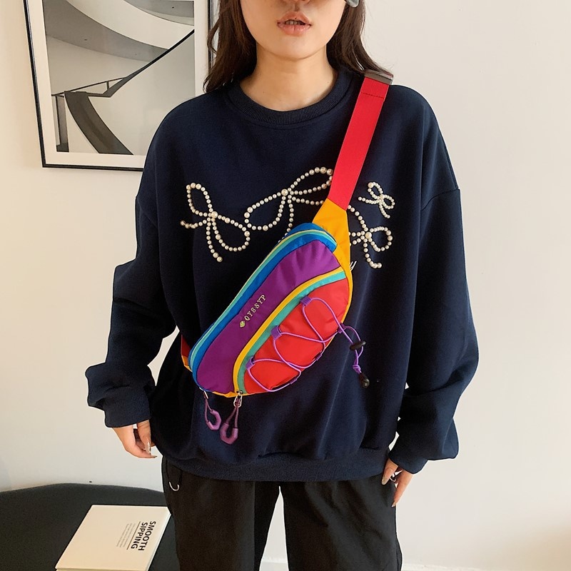 001 Foreign Trade Patchwork Color-Block Women's Chest Lightweight Outdoor Sports Cycling Phone Waist Dopamine Trendy_voghion.com