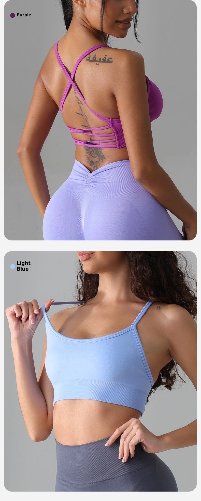 Débardeur court de yoga ActiveGo pour femme, séchage rapide, soutien-gorge dos croisé, sous-vêtements de sport pour la course à pied et le fitness en extérieur (vente en gros)_voghion.com