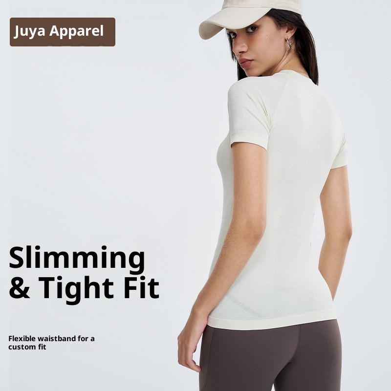 ActiveGo Seamless Bare Sensation Yoga Top Short Sleeve Sports Women T-Shirt Cover-Up Outdoor Tennis Shirt Breathable Quick-Dry_voghion.com