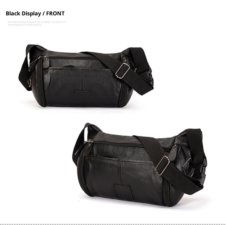 001 HANHOO Fashion Genuine Leather Waist Outdoor Casual Multi-Functional Crossbody Chest Large Capacity Top Layer Cowhide_voghion.com