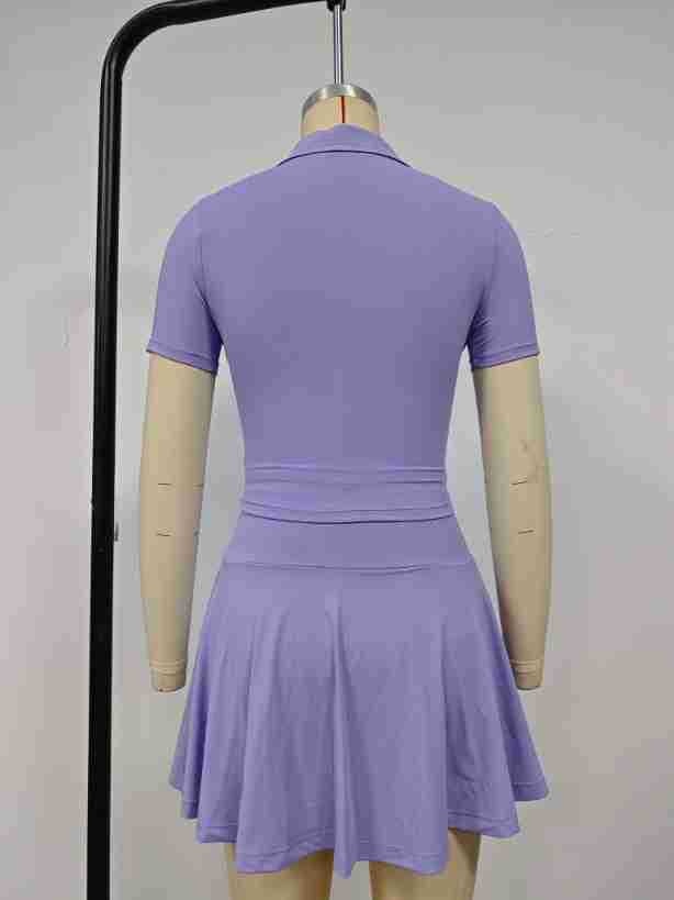 ActiveGo Summer Sports Outdoor Two-Piece Yoga Outfit Women With Pocket Short Skirt Set For Golf And Tennis_voghion.com