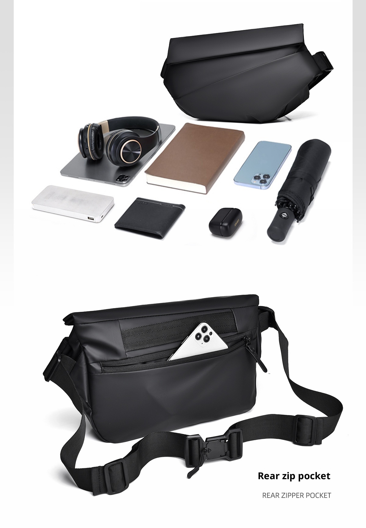 001 Waterproof Trendy Multi-layer Men's Motorcycle Crossbody Hot-selling Chest Multi-functional Magnetic Buckle_voghion.com