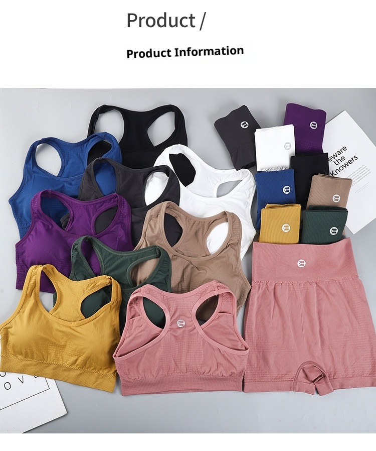 ActiveGo ActiveGo Pantaloncini aderenti elastici a vita alta, senza cuciture, per yoga all'aperto, ad asciugatura rapida, europei e americani, per donna, con protezioni per il petto_voghion.com