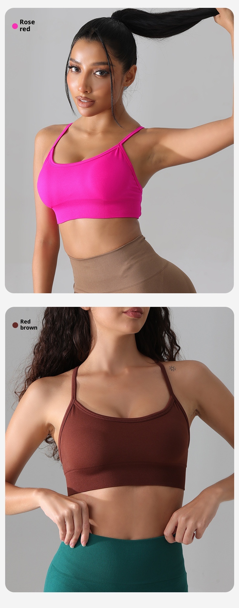 Débardeur court de yoga ActiveGo pour femme, séchage rapide, soutien-gorge dos croisé, sous-vêtements de sport pour la course à pied et le fitness en extérieur (vente en gros)_voghion.com