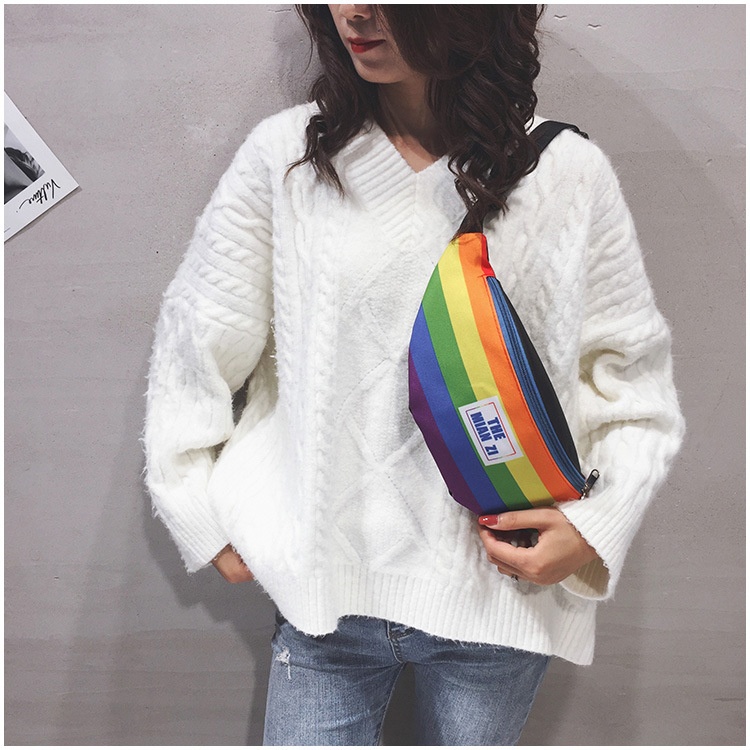 001 2023 New Trendy Casual Women's Chest Rainbow Artistic Fashion Waist Cute Girl Shoulder Bag_voghion.com