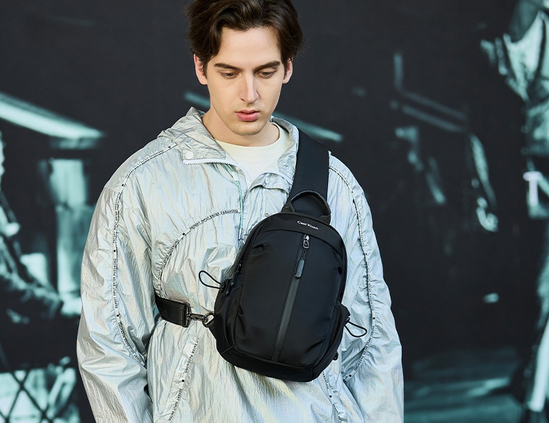 001 Korean Style Trendy Casual Men's Chest Sports Cycling Waterproof Port Shoulder Simple Fashion Crossbody Bag_voghion.com