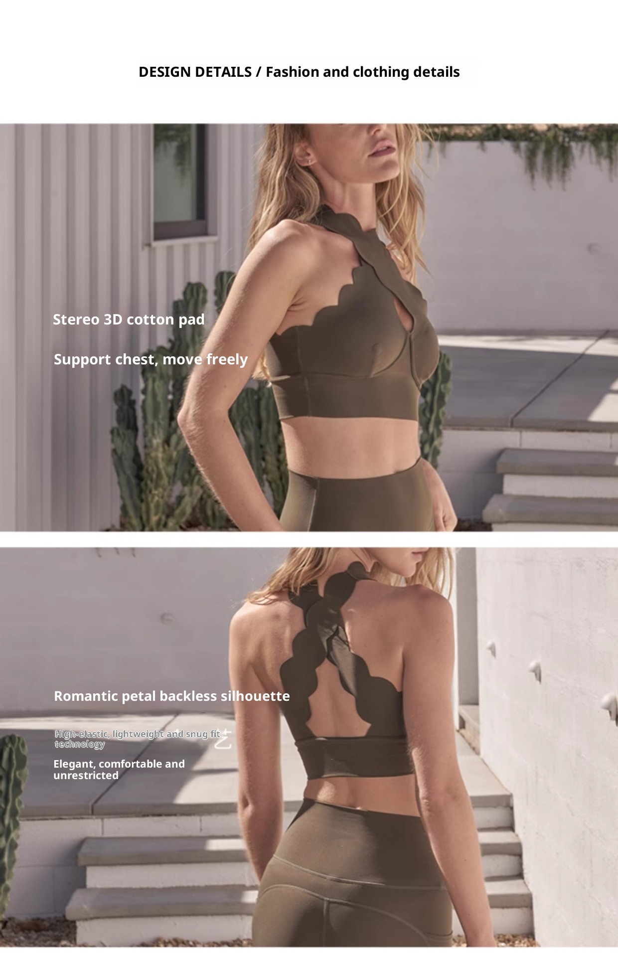 ActiveGo Contour Lace Cross Gather Yoga Bra Vest Style Fitness Wearable Outdoor Sports Two-Piece Set_voghion.com