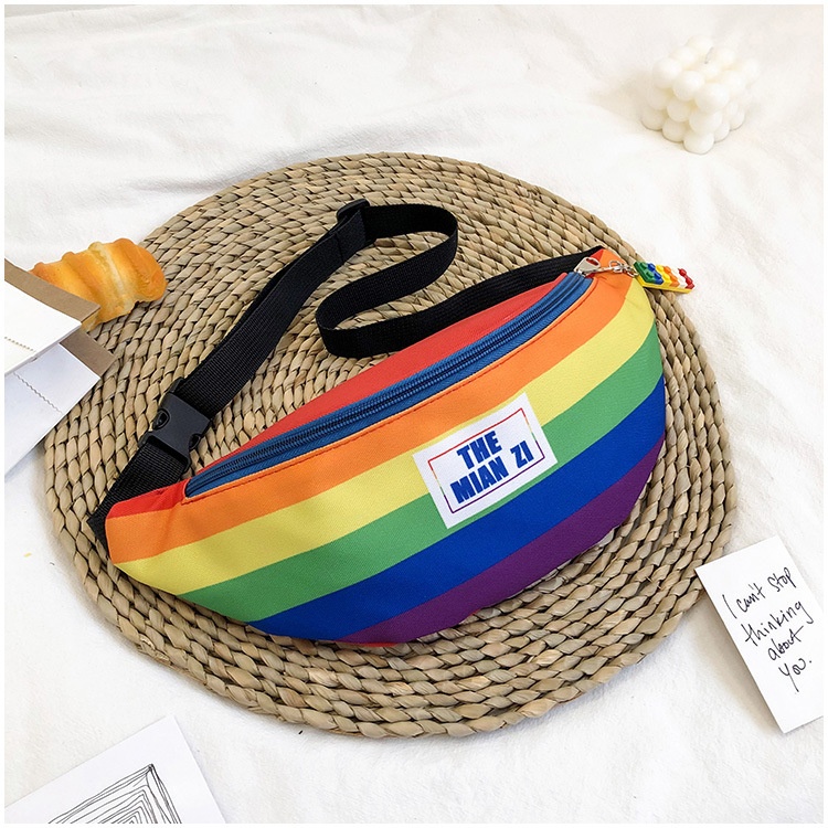 001 2023 New Trendy Casual Women's Chest Rainbow Artistic Fashion Waist Cute Girl Shoulder Bag_voghion.com