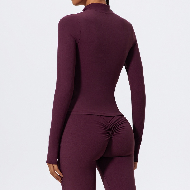 ActiveGo ActiveGo Xijia Cross-Border Set da yoga a maniche lunghe slim fit con mezza zip, abbigliamento sportivo da corsa all'aperto_voghion.com