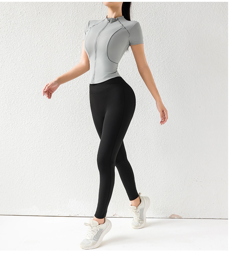 Camiseta de manga corta ActiveGo Summer Yoga, corte ajustado, ideal para fitness, running, ciclismo y entrenamiento al aire libre. Secado rápido._voghion.com