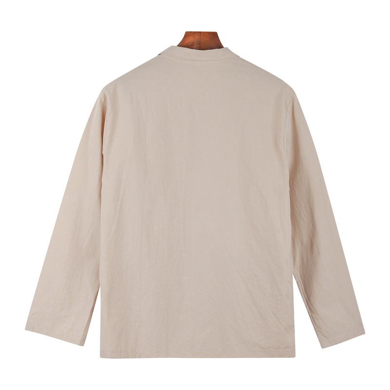 ragazzo Ragazzo 2025 Primavera Autunno Europeo e Americano Uomo Largo Semplice Tinta Unita Manica Lunga Giacca Cotone Lino Elegante Piccolo_voghion.com