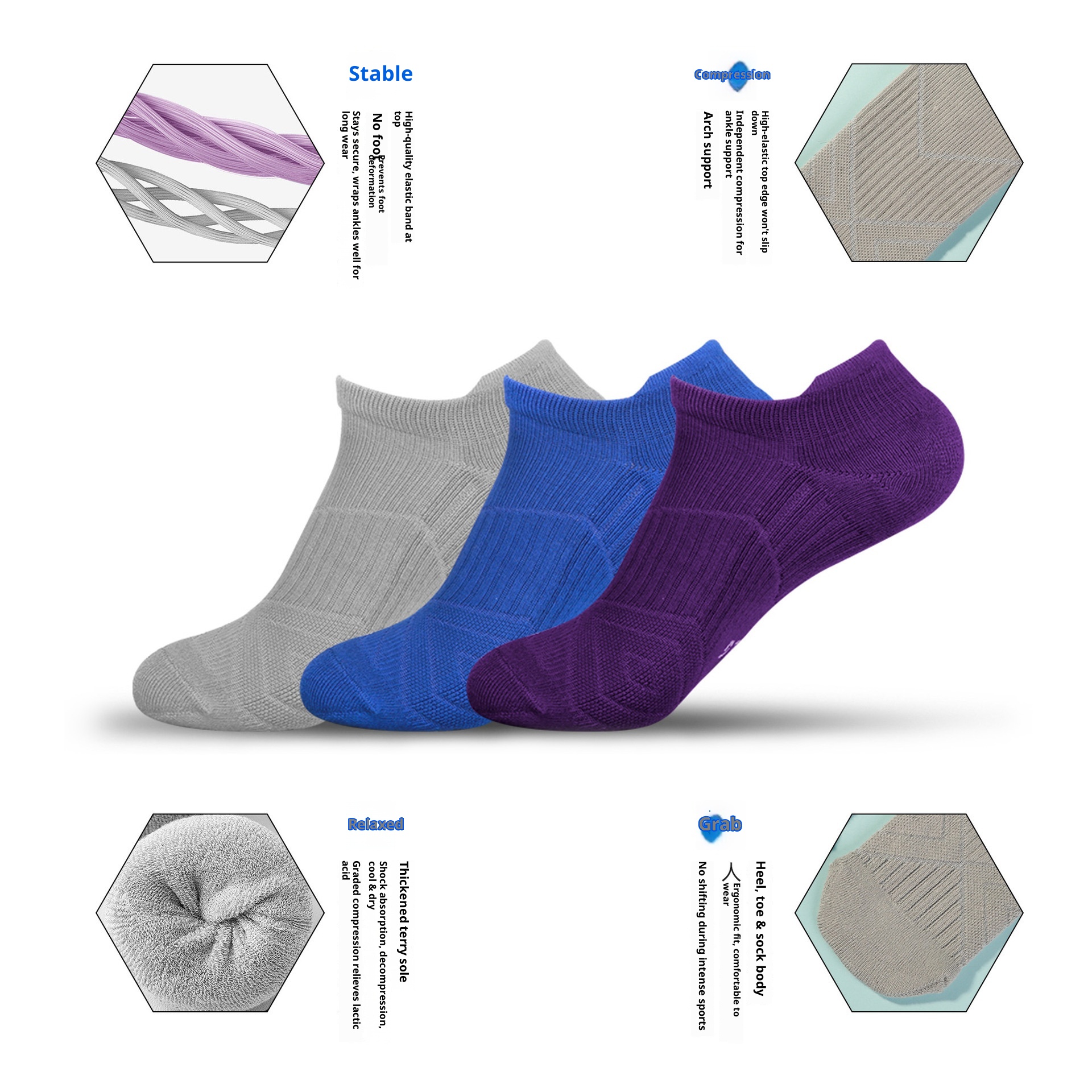 ActiveGo Maxx Custom Herren- und Damen-Sportsocken, niedrig geschnitten, bequem, rutschfest, für Outdoor-Aktivitäten wie Wandern, Laufen und Bootfahren._voghion.com