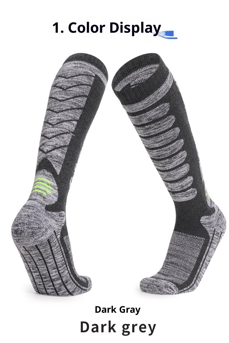 ActiveGo ActiveGo Calzini lunghi da sci per sport all'aria aperta, spessi, da trekking, con fondo in asciugamano, assorbimento del sudore, calore, produttore, in magazzino all'ingrosso_voghion.com