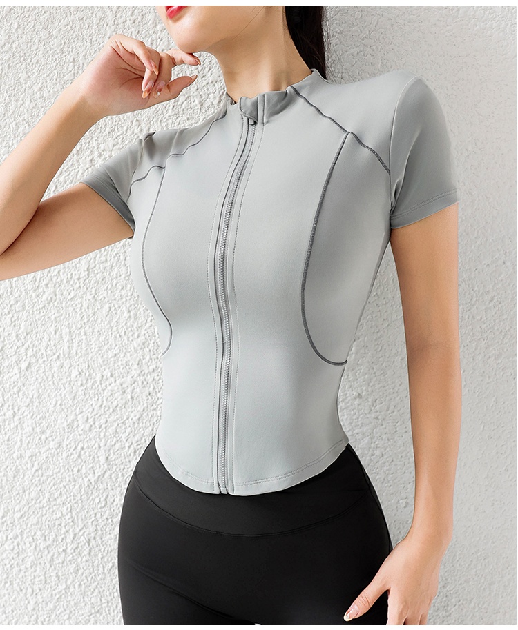 Camiseta de manga corta ActiveGo Summer Yoga, corte ajustado, ideal para fitness, running, ciclismo y entrenamiento al aire libre. Secado rápido._voghion.com