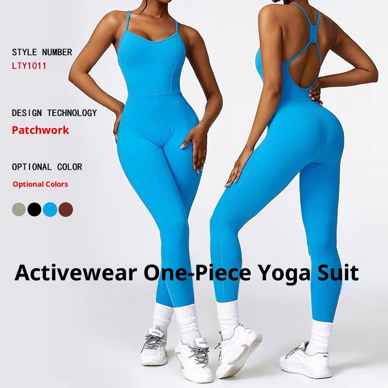 ActiveGo Cross-Border Seamless Sexy Peach Butt Yoga Wear Women High Elastic Slim Fit Fitness Outdoor Sports One-Piece Bodysuit L1_voghion.com