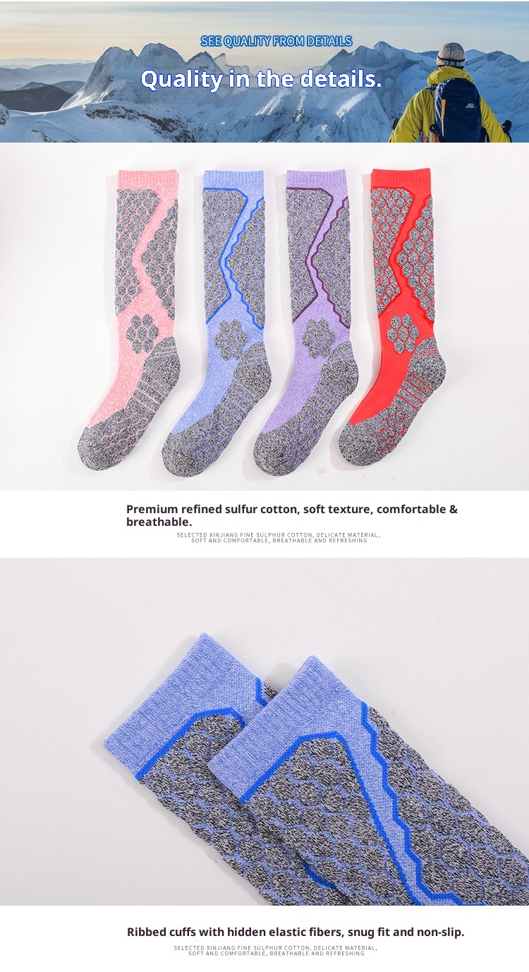 ActiveGo ActiveGo Professional Women's Combed Cotton Outdoor Sports Hiking Towel Bottom Thickened Ski Socks Winter Warmth_voghion.com