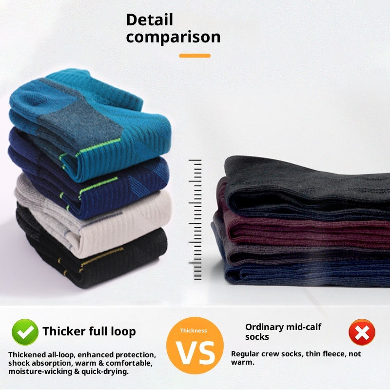 ActiveGo ActiveGo Men's And Women's Outdoor Sports Thickened Towel Bottom Short Tube Moisture-Wicking Hiking Merino Wool Running Socks_voghion.com