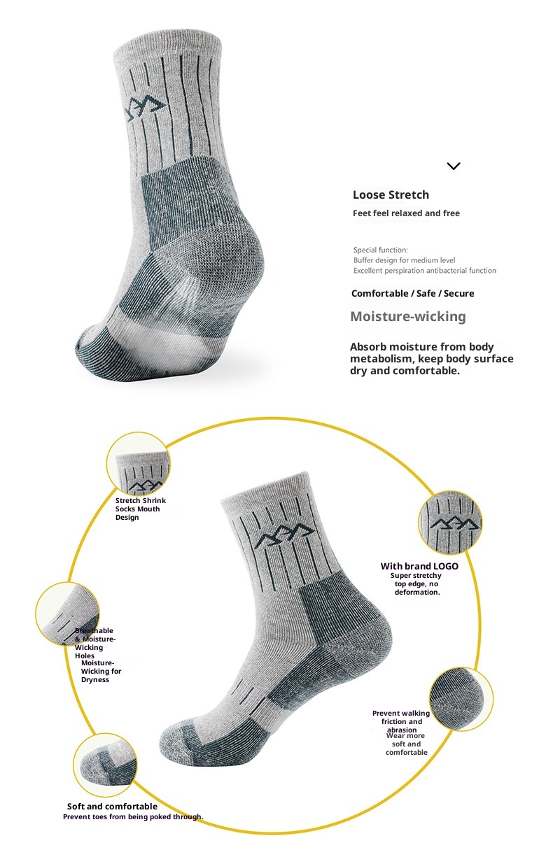 ActiveGo ActiveGo SANTO Men's Hiking Thickened Warm Outdoor Trekking Sweat-Absorbent Odor-Resistant Running Sports Socks_voghion.com