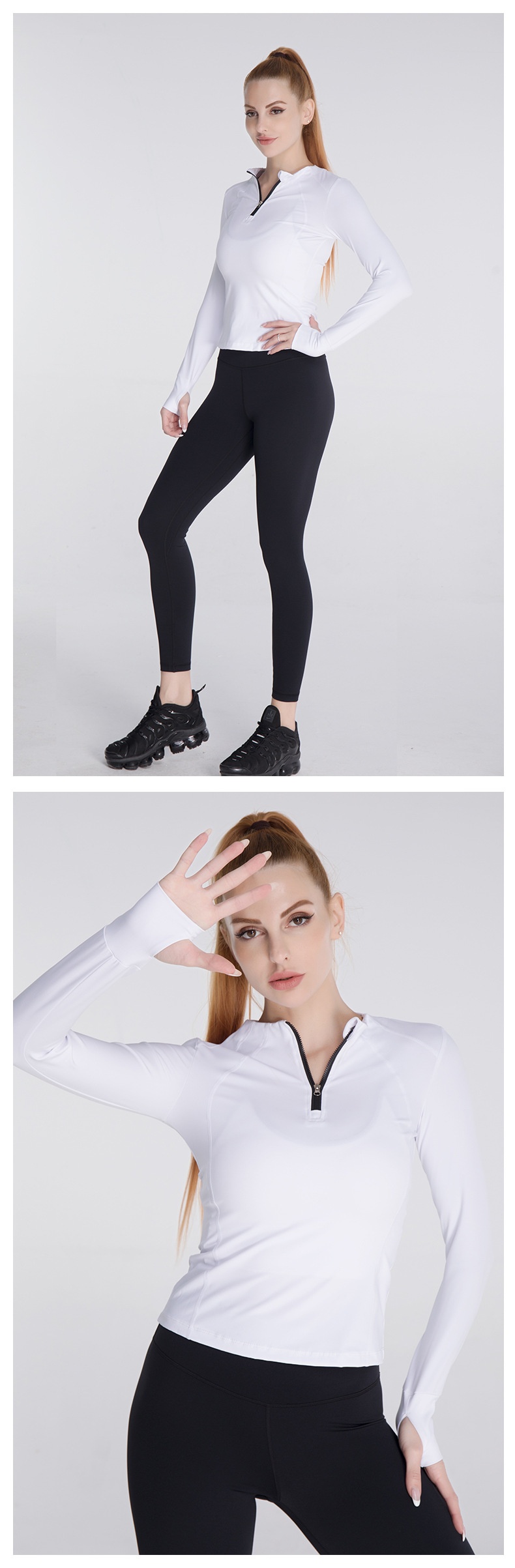 Veste de sport d'extérieur ActiveGo automne-hiver pour femme, coupe ajustée, fermeture éclair, manches longues, séchage rapide, idéale pour le fitness, la course à pied et le yoga (export)_voghion.com