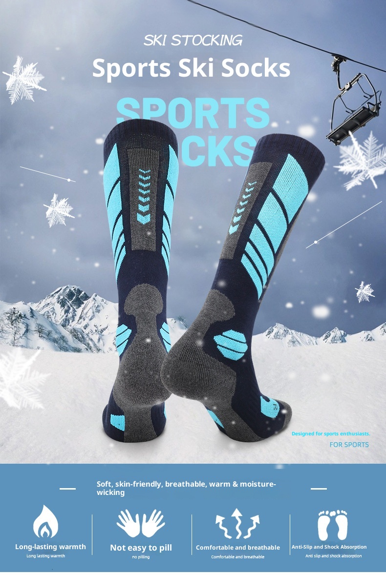 ActiveGo ActiveGo Winter Merino Ski per uomo e donna, Calzini sportivi da trekking caldi e spessi con fondo in asciugamano, Calzini da neve lunghi_voghion.com