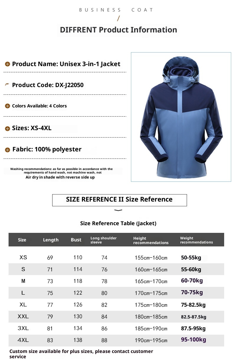 ActiveGo Outdoor Jacket 3-in-1 Set For Men And Women Detachable Windproof Waterproof Workwear Hiking Suit_voghion.com