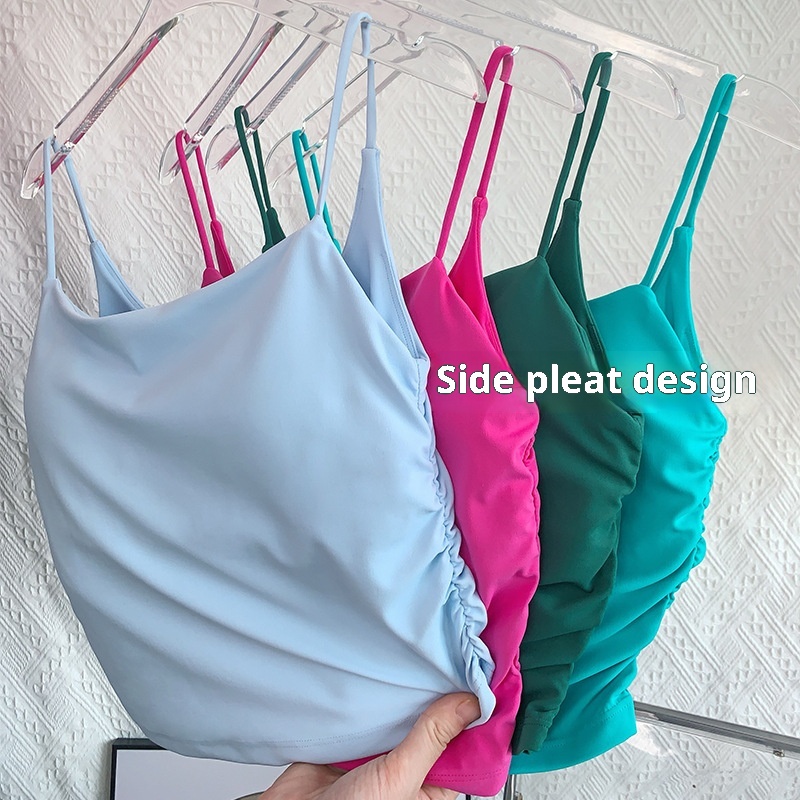 ActiveGo Nude Feel Trendy Ruched Backless Strap Yoga Bra For Women Pilates Running Outdoor Sports Fitness Vest_voghion.com