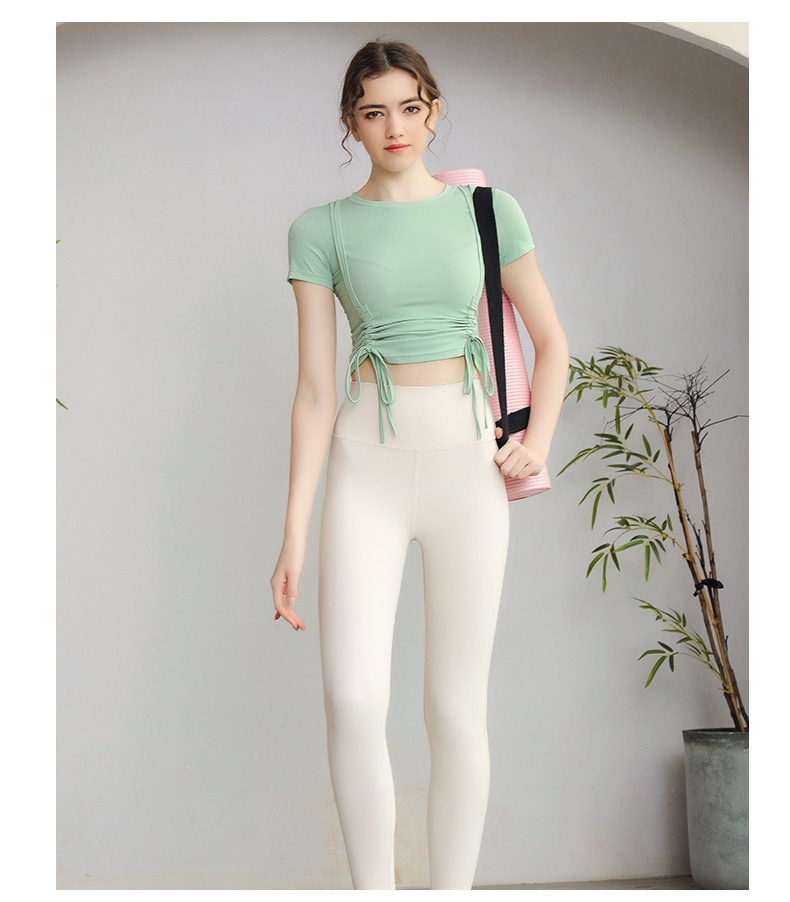 ActiveGo Lulu Outdoor - Camiseta deportiva de manga corta para yoga, con cordón, adelgazante, secado rápido, para pilates y fitness_voghion.com