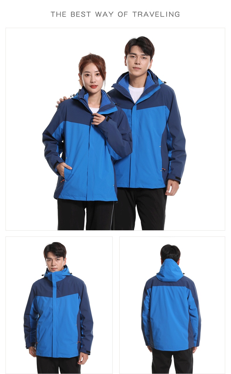 ActiveGo Outdoor Jacket 3-in-1 Set For Men And Women Detachable Windproof Waterproof Workwear Hiking Suit_voghion.com