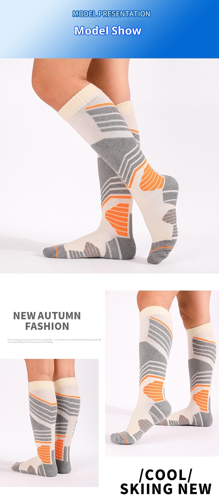 ActiveGo ActiveGo Two Wolves Cross-Border Women's Ski Sports Thickened Hiking Towel Bottom Sweat-Absorbing Warm Long Tube Socks_voghion.com